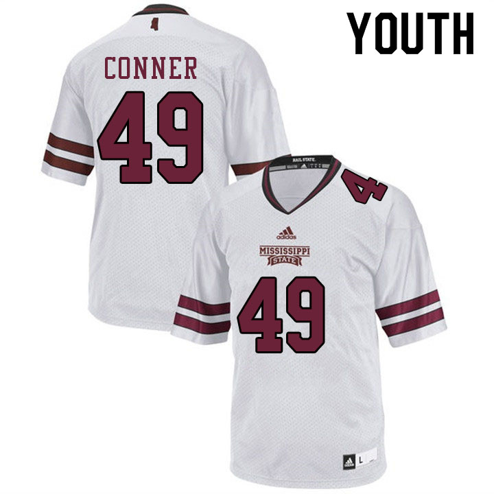 Youth #49 Aadreekis Conner Mississippi State Bulldogs College Football Jerseys Sale-White - Click Image to Close